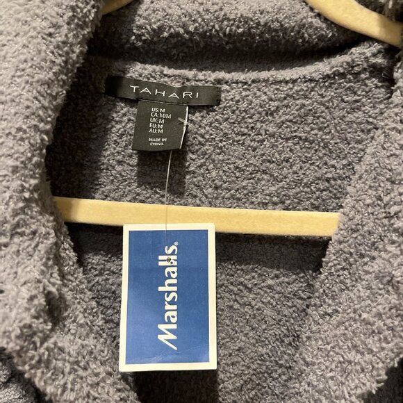 tahari grey fuzzy coat - Picture 3 of 5